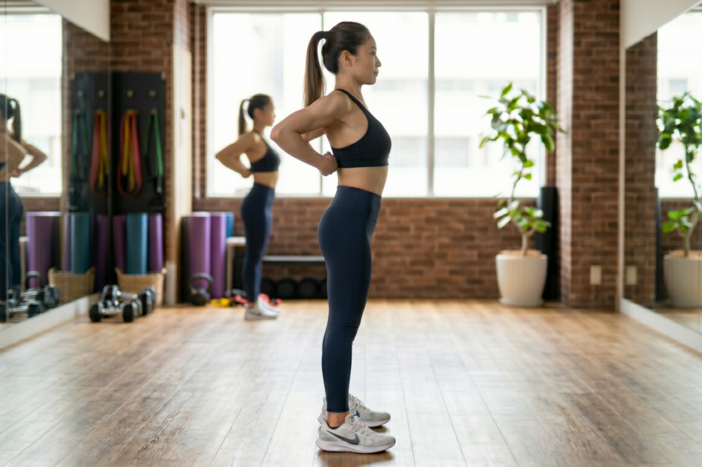 肩甲骨を寄せるストレッチ